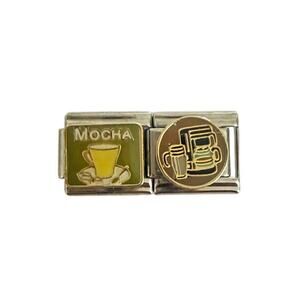 Mocha Coffee Machine 9mm Silver Stainless Steel Italian Charms Y2K Vintage